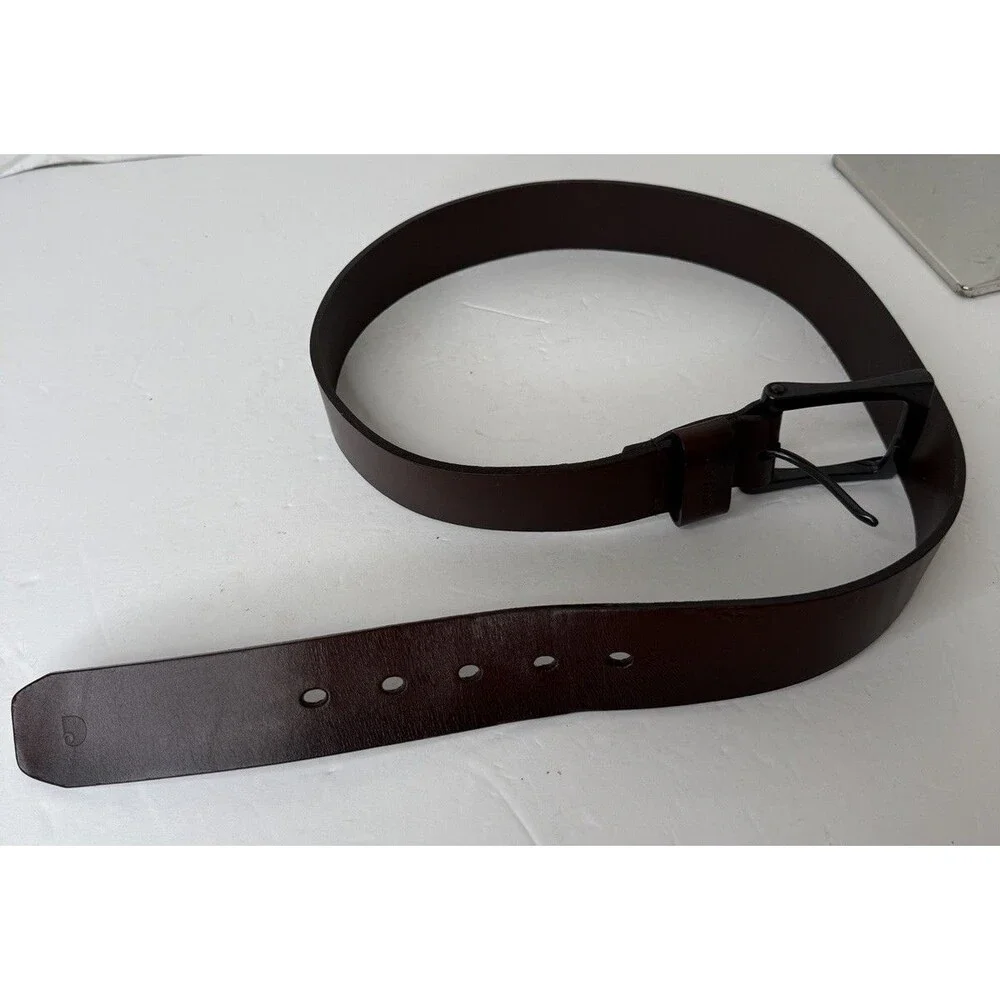 Carhartt Anvil Brown Belt 34 Gunmetal Buckle Leather 1.5” W Mens Made in USA